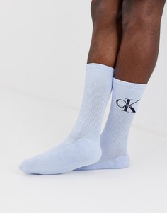 Бледно-синие носки в винтажном стиле с логотипом Calvin Klein Jeans - Синий