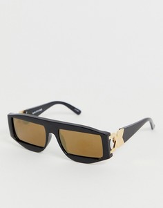 Квадратные солнцезащитные очки в черной оправе с золотистыми зеркальными стеклами Spitfire VNU - Черный