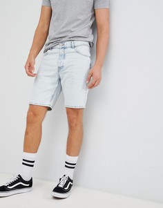 Голубые джинсовые шорты с эффектом кислотной стирки Dr Denim Bay - Синий