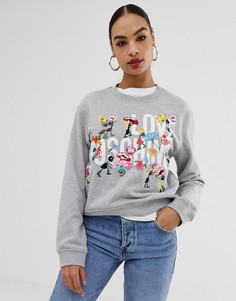 Свитшот с цветочным принтом Love Moschino - Серый
