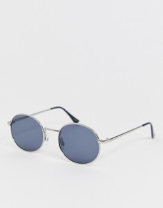 Серебристые овальные солнцезащитные очки Selected Homme - Серебряный