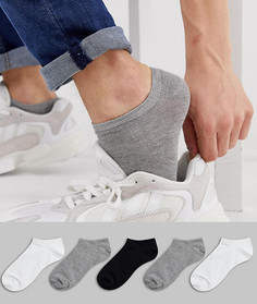 Набор из 5 пар спортивных носков в монохромной гамме ASOS DESIGN - Мульти