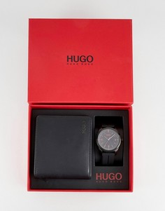 Часы с силиконовым ремешком и кошелек HUGO 1580001 - Черный