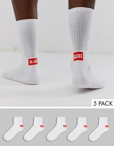 Набор из 5 пар белых носков с логотипом Globe - Белый