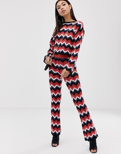 Комбинируемые расклешенные брюки с шевронным узором ASOS DESIGN - Мульти
