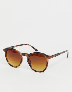 Круглые солнцезащитные очки в черепаховой оправе Jack & Jones - Коричневый
