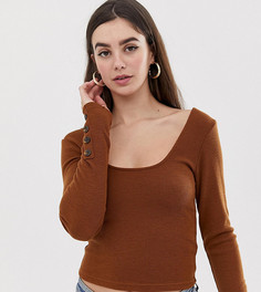 Кроп-топ на пуговицах с длинными рукавами ASOS DESIGN Tall - Коричневый