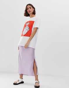 Атласная юбка миди с разрезами ASOS DESIGN - Фиолетовый