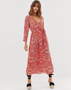 Платье миди с запахом и цветочным принтом Vero Moda - Красный