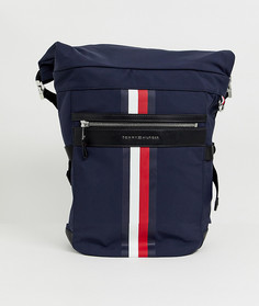 Темно-синий рюкзак с культовой полосой и ролл-топом Tommy Hilfiger - Темно-синий