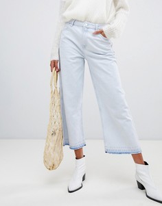 Укороченные джинсы с широкими штанинами и необработанными краями Pepe Jeans - Белый