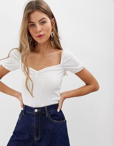 Белый топ с вырезом сердечком Miss Selfridge - Белый