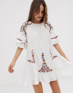 Платье-туника с вышивкой Free People Pavlo - Белый