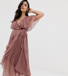 Платье макси с накидкой на спине и асимметричным краем ASOS DESIGN Maternity - Фиолетовый