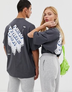 Oversize-футболка с принтом на спине COLLUSION Unisex - Серый