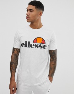 Белая меланжевая футболка с крупным логотипом ellesse Prado - Серый