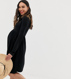 Черное свободное платье с длинными рукавами New Look Maternity - Черный