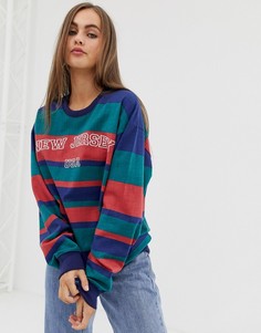 Свободный свитшот с вышитой надписью New Jersey Daisy Street - Зеленый