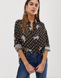 Укороченная рубашка с длинными рукавами и принтом ASOS DESIGN - Мульти
