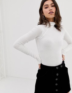 Боди с отворачивающимся воротником Free People All You Want - Белый