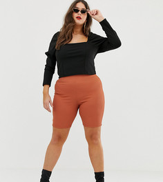 Короткие леггинсы в рубчик ASOS DESIGN Curve - Коричневый