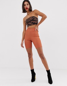 Короткие леггинсы в рубчик ASOS DESIGN - Коричневый