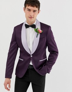 Фиолетовый приталенный блейзер из атласа ASOS DESIGN wedding - Фиолетовый
