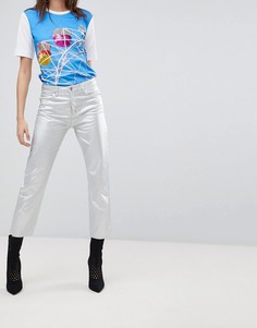 Джинсы бойфренда с оттенком металлик Love Moschino - Серебряный