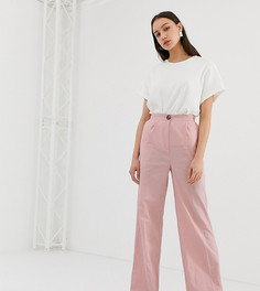 Широкие брюки из ткани на основе льна ASOS DESIGN Tall - Розовый
