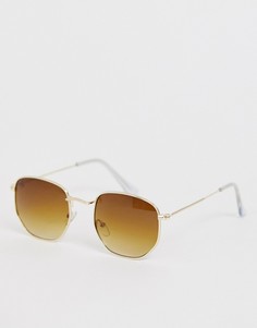 Круглые солнцезащитные очки с градиентными стеклами Jeepers Peepers - Золотой