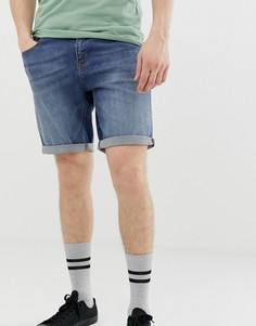 Выбеленные узкие джинсовые шорты с потертостями ASOS DESIGN - Синий