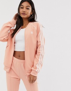 Розовая спортивная куртка с тремя полосками adidas Originals adicolor - Розовый