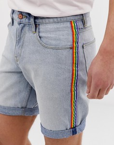 Голубые джинсовые шорты слим с полосками по бокам ASOS DESIGN - Синий