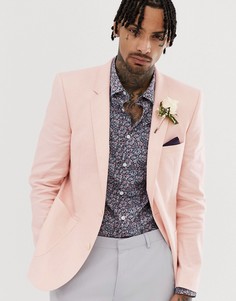 Розовый льняной блейзер облегающего кроя ASOS DESIGN wedding - Розовый
