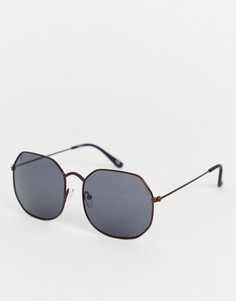 Квадратные солнцезащитные oversize-очки в металлической оправе медного цвета с затемненными стеклами ASOS DESIGN - Коричневый