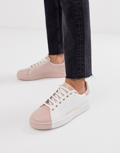 Кожаные кроссовки колор блок Emporio Armani - Мульти