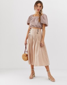 Фактурная юбка миди с заниженной талией ASOS DESIGN - Коричневый