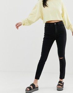 Черные джинсы с завышенной талией Bershka - Черный