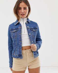 Синяя приталенная джинсовая куртка Bershka - Синий