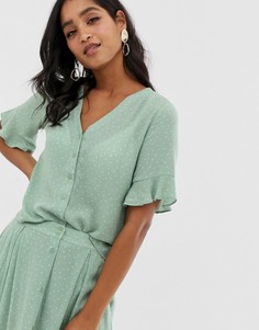 Блузка в горошек без воротника Vila - Мульти