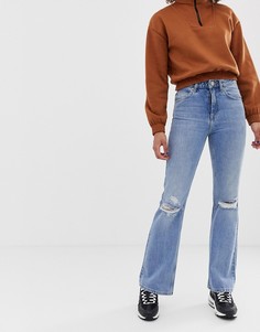 Расклешенные джинсы с рваными коленями ASOS DESIGN Rigid - Синий