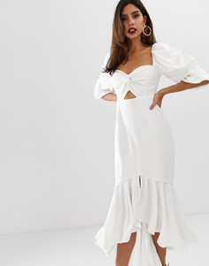 Платье миди с узелком ASOS EDITION - Белый