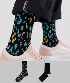 Набор из 2 пар коротких носков разных цветов с анималистичным принтом ASOS DESIGN - Мульти