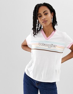 Футболка с V-образным вырезом и логотипом в стиле 80-х Wrangler - Белый