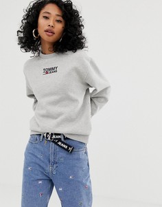 Свитшот с круглым вырезом и логотипом Tommy Jeans - Серый