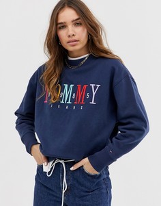 Свитшот с круглым вырезом и вышивкой Tommy Jeans - Черный