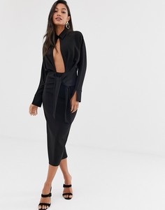 Платье-рубашка миди с длинными рукавами ASOS DESIGN - Черный