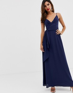 Платье макси на бретельках и с поясом ASOS DESIGN - Темно-синий