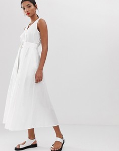 Платье макси с поясом и D-образной пряжкой Max & Co - Белый