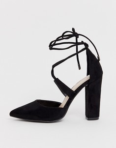 Туфли-лодочки на блочном каблуке с завязками Glamorous - Черный